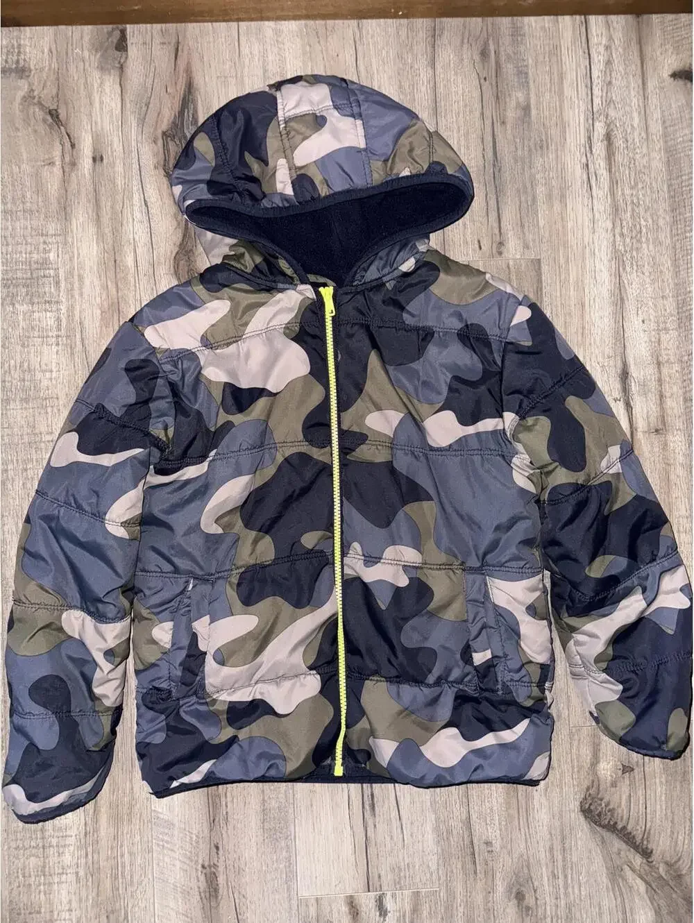 Boys Camo Winter Coat Puffer Quilted Jacket‎ Gymboree Medium 7/8 Gorpcore Blue